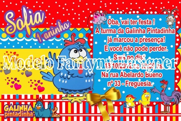 Fantyny designer modelo convite galinha pintadinha Fantyny designer modelo convite galinha pintadinha