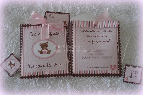 Adri sena artes convite sachê chá de bebê Adri sena artes convite sachê chá de bebê