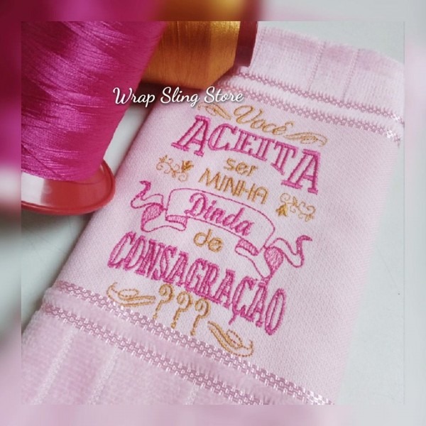 Toalha bordada batizado convite madrinha consagração Toalha bordada batizado convite madrinha consagração