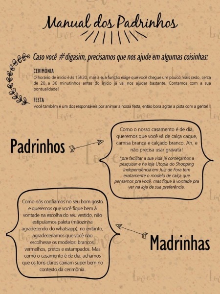 Convite para os padrinhos de bruna e gui