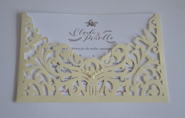 100 convites casamento renda artesanal