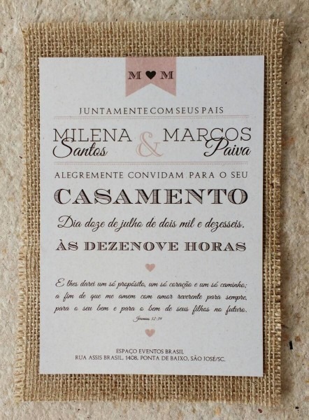 1 convite de casamento rÃºstico folk completo