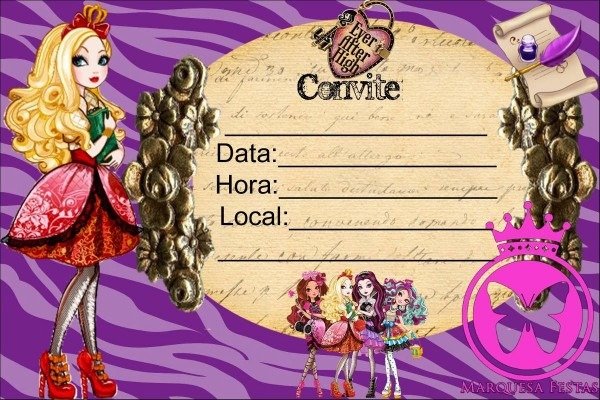 20 ever after high convite