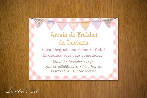 Convite chá de bebê junino menina Convite chá de bebê junino menina