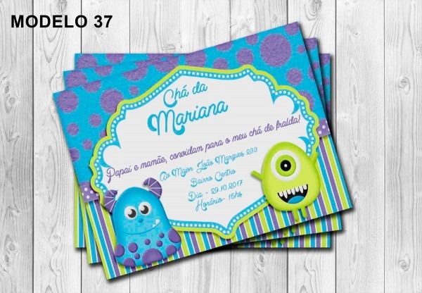 50 convites monstros s a  personalizados 10x15cm