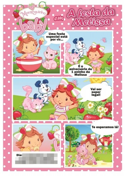 50 convites moranguinha baby gibi convite infantil