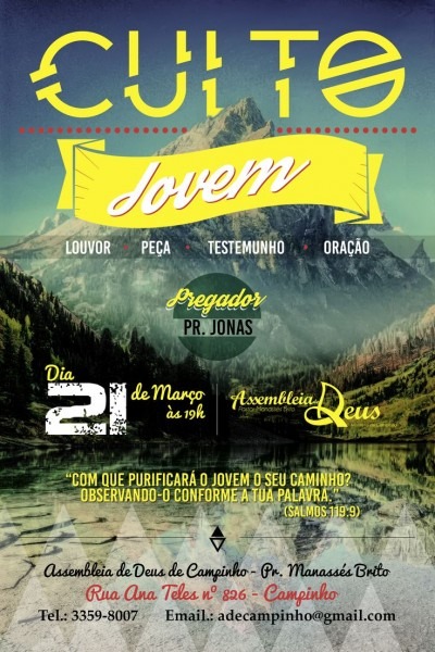 Flyer culto jovem ⦠Flyer culto jovem â¦