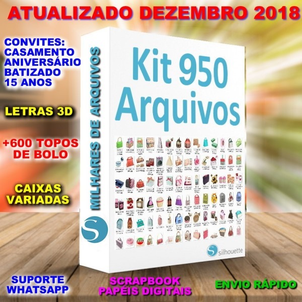 Arquivos silhouette 2018 (950 kits, 8000 caixas, scrapbook)