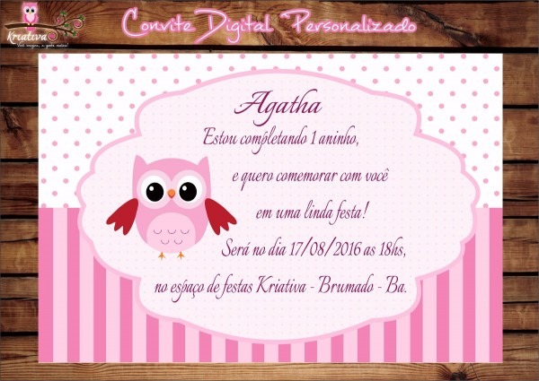 Arte convite corujinha