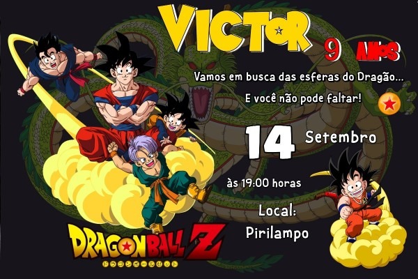 Arte convite digital dragon ball z