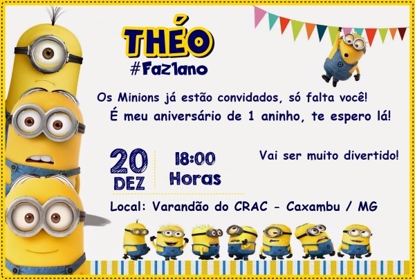 Arte convite digital minions