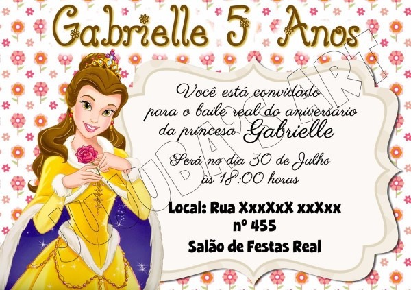 Arte digital convite a bela e a fera vÃ¡rios modelos