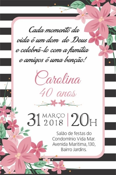 Arte digital convite aniversario adulto