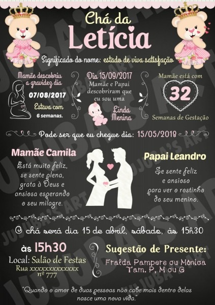 Arte digital convite chalkboard chá de fraldas ursinha coroa Arte digital convite chalkboard chá de fraldas ursinha coroa