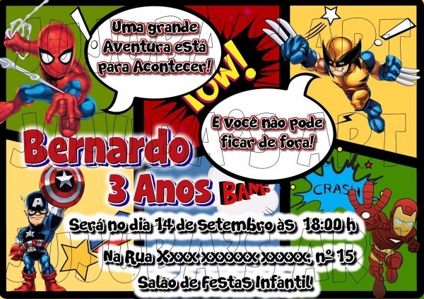 Arte digital convite gibi herois hq vingadores Arte digital convite gibi herois hq vingadores