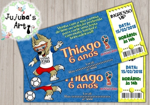 Arte digital convite ingresso copa do mundo futebol