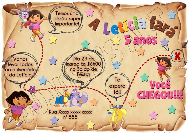 Arte digital convite mapa dora aventurei no elo7 Arte digital convite mapa dora aventurei no elo7