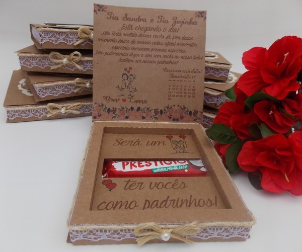 Caixa convite rústico para padrinhos prestÃgio no elo7 Caixa convite rústico para padrinhos prestÃgio no elo7