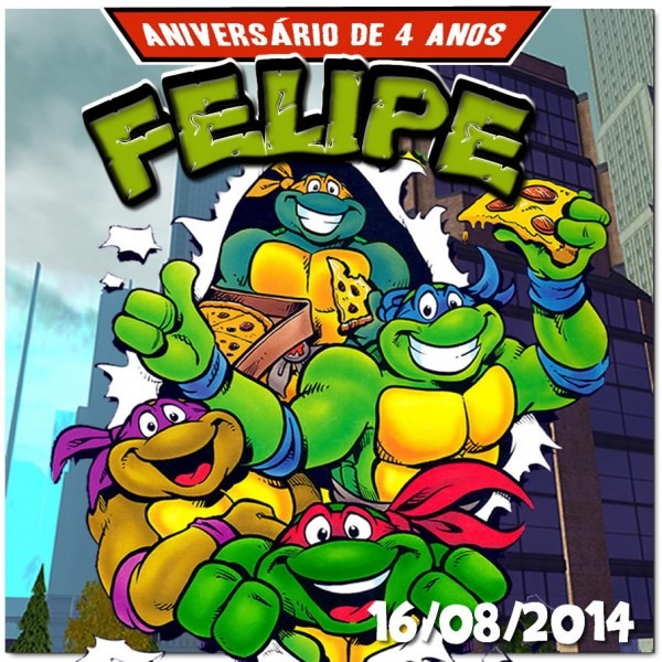 CartÃ£o tartarugas ninja 13x13 grande no elo7