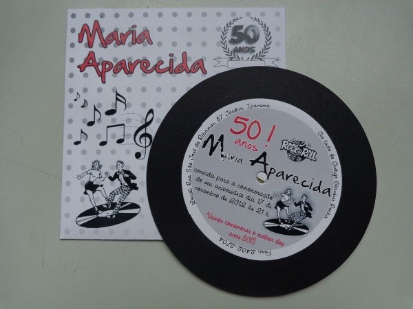 Convite disco de vinil Convite disco de vinil