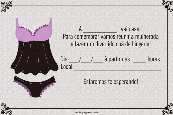 Convites para chá de lingerie grátis para editar Convites para chá de lingerie grátis para editar