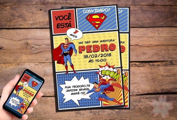 Convite aniversário super homem arte digital superman hq Convite aniversário super homem arte digital superman hq
