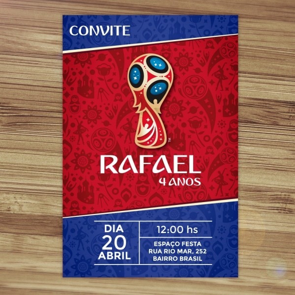 Convite aniversÃ¡rio tema taÃ§a copa do mundo