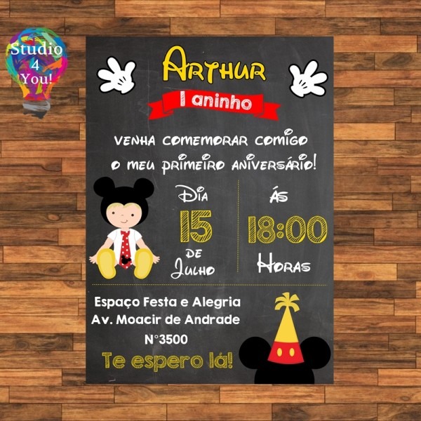 Mickey e minnie para irmaos convite chalkboard digital Mickey e minnie para irmaos convite chalkboard digital
