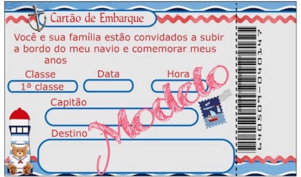 Convite arte digital urso marinheiro chÃ¡ de bebÃª aniversÃ¡rio