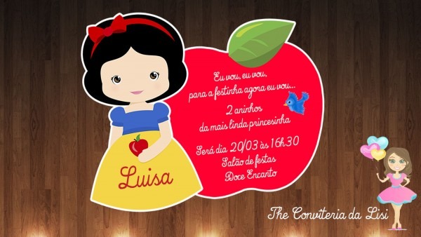 Convite branca de neve no elo7 Convite branca de neve no elo7