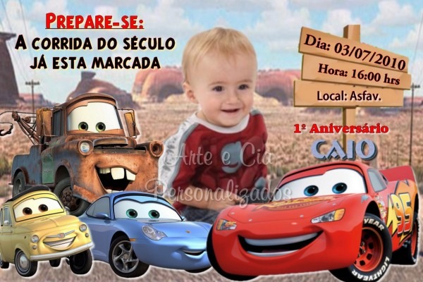Convite carros disney Convite carros disney