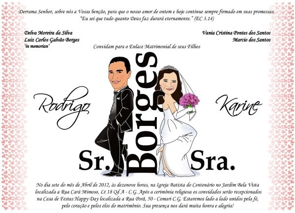 Convite casamento com caricatura ou com quadrinhos Convite casamento com caricatura ou com quadrinhos