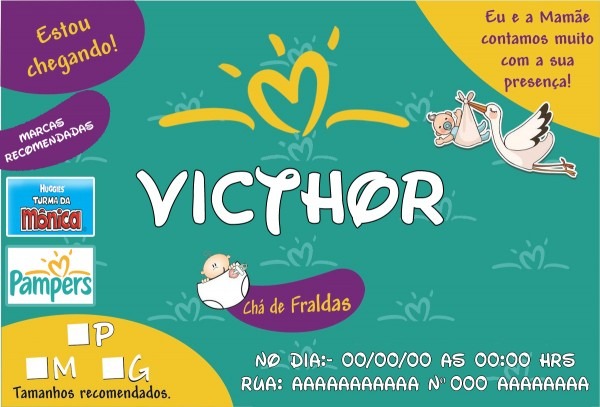 Convite chÃ¡ de bebÃª pampers no elo7