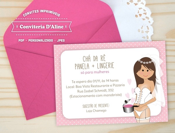 Convite chÃ¡ de lingerie no elo7