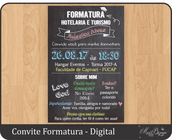 Convite chalkboard formatura casamento