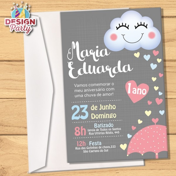 Convite chuva de amor + envelope no elo7 Convite chuva de amor + envelope no elo7