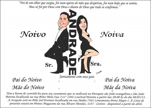 Convite casamento com caricatura noivos grÃtis no elo7 Convite casamento com caricatura noivos grÃtis no elo7