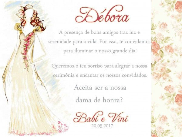 Convite dama de honra coroa Convite dama de honra coroa