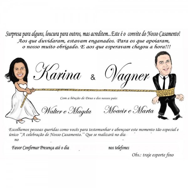 Convite de casamento com caricaturas dos noivos grátis!!! r$ 1 7 Convite de casamento com caricaturas dos noivos grátis!!! r$ 1 7