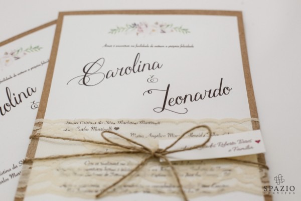 Convite de casamento convite de casamento rÃºstico com renda