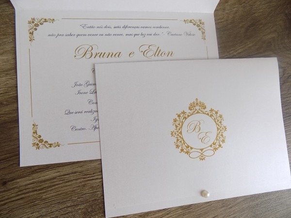 Convite de casamento papel perolado (80un) frete grÃ¡tis