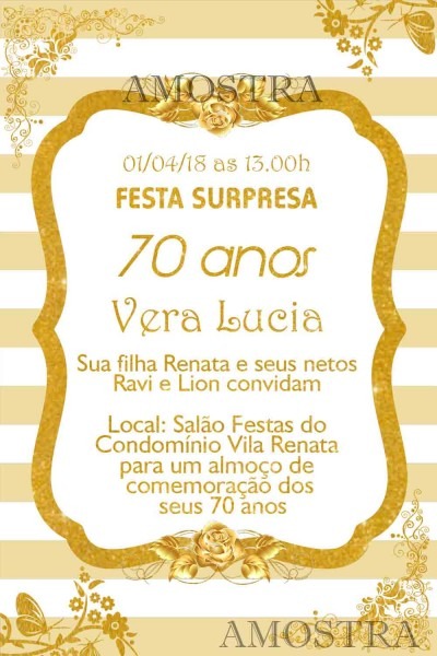 Convite digital aniversÃrio 70 anos no elo7 Convite digital aniversÃrio 70 anos no elo7