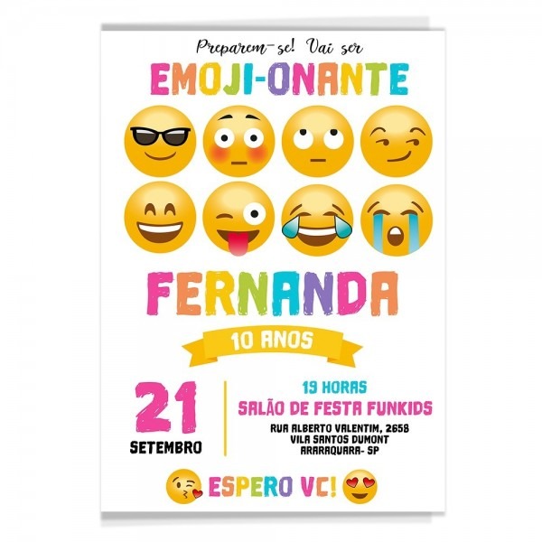 Convite digital aniversÃ¡rio emojis entrega em 3h!