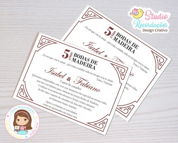 Convite digital bodas de madeira Convite digital bodas de madeira