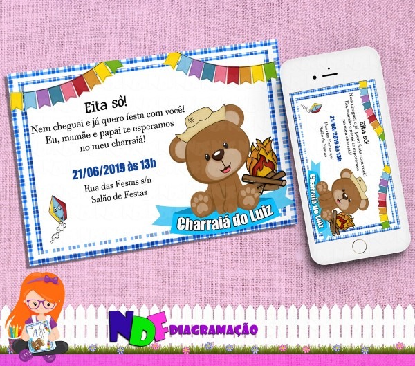 Convite digital charraiá menino Convite digital charraiá menino
