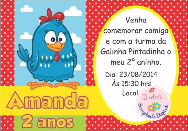 Convite digital galinha pintadinha