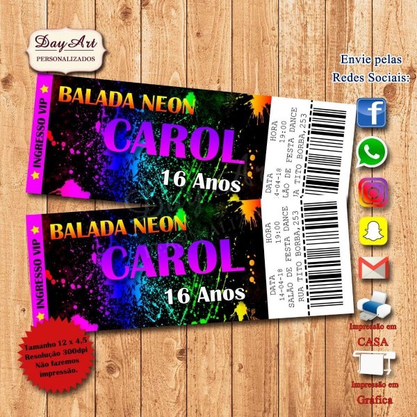 Convite digital ing neon p  envio zap ou face envio rÃ¡pido
