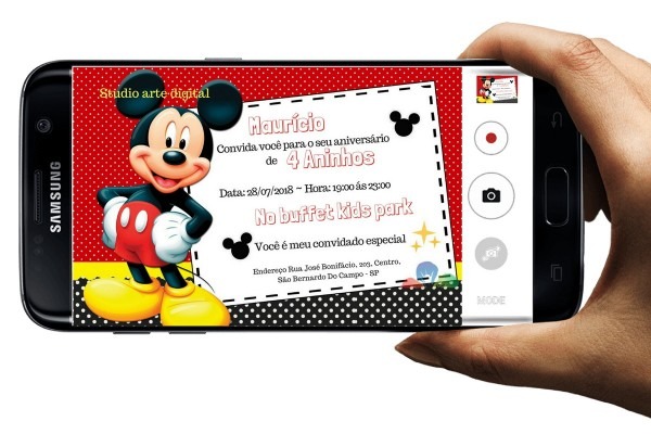 Convite digital mickey Convite digital mickey