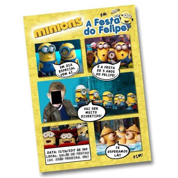 Convite digital minions em gibi no elo7 Convite digital minions em gibi no elo7