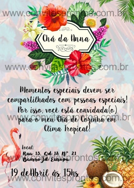 Convite digital tema havai hawaii luau havaiano tropical Convite digital tema havai hawaii luau havaiano tropical